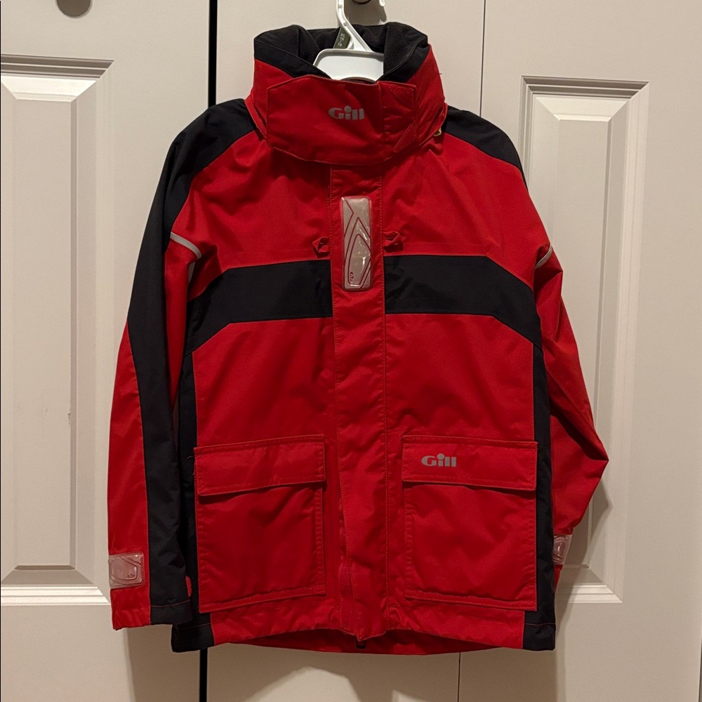 Gill Coast Jacket reflective waterproof breathable, bright red, Junior Small